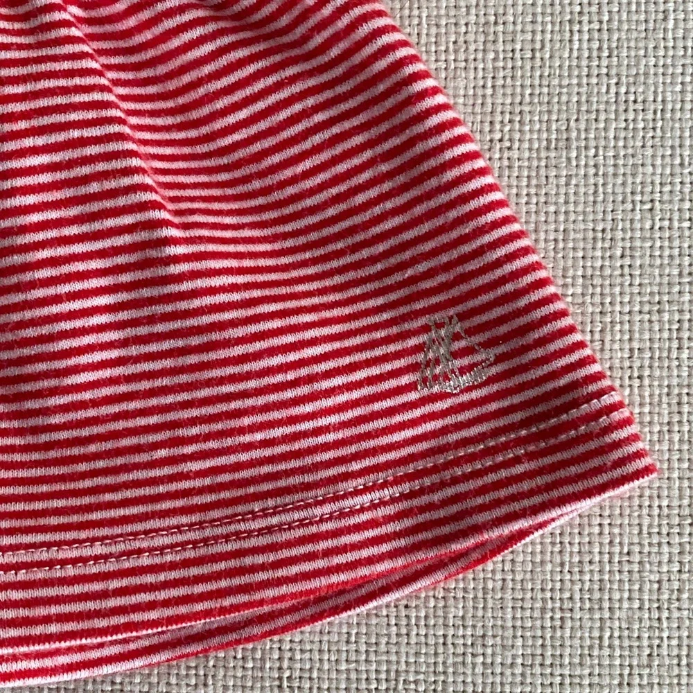 Petit Bateau Red and White Striped Dress with Peter Pan Collar